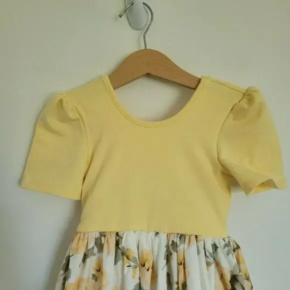 Pleiades Yellow Rose Floral Dress Kids